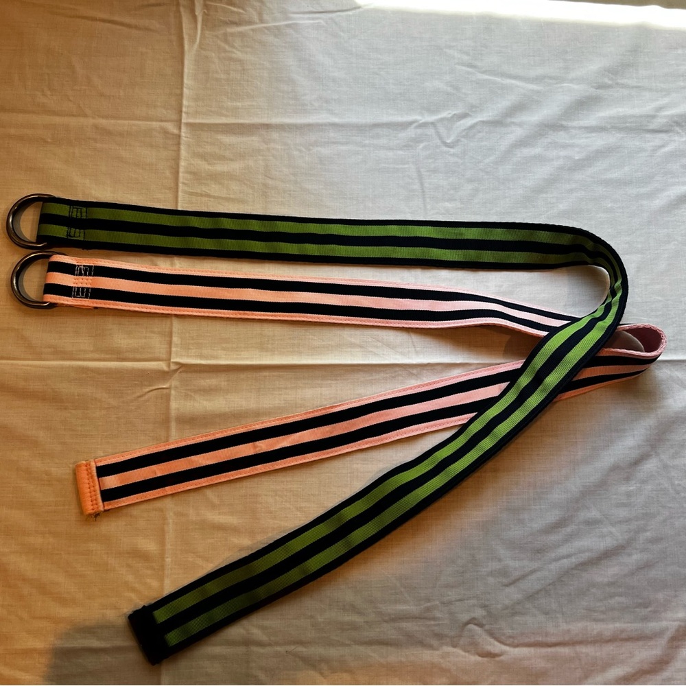 Abercrombie Kids Navy belts with Green and Pink Stripes